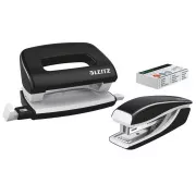 Set mini capsatoare și perforatoare LEITZ WOW, negru