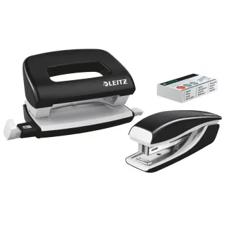 Set mini capsatoare și perforatoare LEITZ WOW, negru