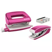 Set mini capsatoare și perforatoare LEITZ WOW, roz metalic