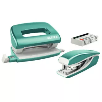 LEITZ Mini capsator și perforator WOW, albastru-gheață LEITZ Mini capsator și perforator WOW, albastru-gheață