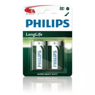 Baterie Philips C LongLife cu clorură de zinc - 2 buc, blister