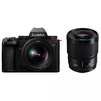 Panasonic Lumix DC-S5 Mark II + Lumix S 20-60 mm f/3.5-5.6 Macro OIS + Lumix S 50 mm f/1.8 DSLM, 24.2 Mpx, negru Panasonic Lumix DC-S5 Mark II + Lumix S 20-60 mm f/3.5-5.6 Macro OIS + Lumix S 50 mm f/1.8 DSLM, 24.2 Mpx, negru