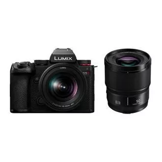 Panasonic Lumix DC-S5 Mark II + Lumix S 20-60 mm f/3.5-5.6 Macro OIS + Lumix S 50 mm f/1.8 DSLM, 24.2 Mpx, negru Panasonic Lumix DC-S5 Mark II + Lumix S 20-60 mm f/3.5-5.6 Macro OIS + Lumix S 50 mm f/1.8 DSLM, 24.2 Mpx, negru