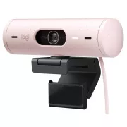 Cameră web Logitech BRIO 500, Full HD, zoom 4x, RightLight 4 cu HDR, roz, USB-C