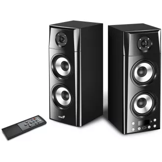 Genius SP-HF2800 BT, Difuzoare, 2.0, 60W, Bluetooth, tehnologie TWS, din lemn, USB, telecomandă, negru