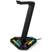 Genius GX-UH100, Stand, pentru căști de gaming cu HUB USB, iluminare de fundal RGB, 2x USB, 2x USB-C, negru