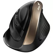 Genius Ergo 8250S, Mouse, fără fir, vertical, 1600DPI, 6 butoane, silențios, negru și auriu