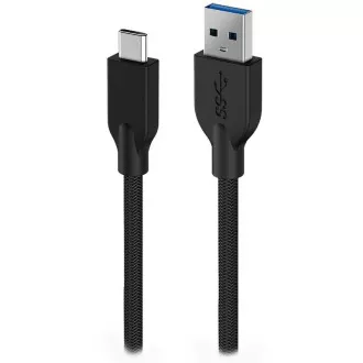 Genius ACC-A2CC-3A, Cablu, USB A / USB-C, USB 3.0, 3A, QC 3.0, împletit, 1m, negru