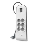 Protector de supratensiune Belkin BSV604 - 6 prize, 2xUSB/2.4A, 2m
