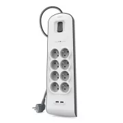 Protector de supratensiune Belkin BSV804 - 8 prize, 2xUSB/2.4A, 2m
