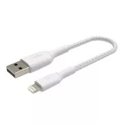 Cablu Belkin BOOST CHARGE™ Lightning/USB-A, 15 cm, alb - rezistent