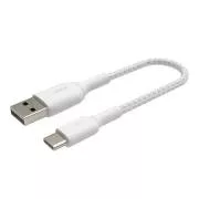 Cablu Belkin BOOST CHARGE™ USB-C/USB-A, 15 cm, alb - rezistent