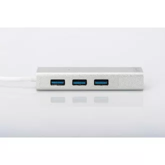HUB USB 3.0 DIGITUS, 3 porturi și adaptor LAN Gigabit 3xUSB A/F, 1xUSB A/M, 1xRJ45 LAN, Win/Mac OS HUB USB 3.0 DIGITUS, 3 porturi și adaptor LAN Gigabit 3xUSB A/F, 1xUSB A/M, 1xRJ45 LAN, Win/Mac OS