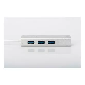 HUB USB 3.0 DIGITUS, 3 porturi și adaptor LAN Gigabit 3xUSB A/F, 1xUSB A/M, 1xRJ45 LAN, Win/Mac OS HUB USB 3.0 DIGITUS, 3 porturi și adaptor LAN Gigabit 3xUSB A/F, 1xUSB A/M, 1xRJ45 LAN, Win/Mac OS