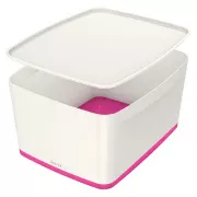 LEITZ Cutie depozitare cu capac MyBox, marimea L, alb/roz
