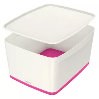 LEITZ Cutie depozitare cu capac MyBox, marimea L, alb/roz