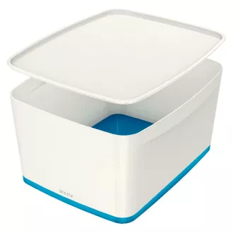 LEITZ Cutie depozitare cu capac MyBox, marimea L, alb/albastru