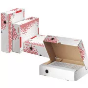 LEITZ Esselte Speedbox, recipient de arhivare cu pliere rapidă cu capac A4, alb-roșu