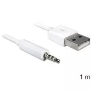 Cablu Delock USB-A mascul > mufă stereo de 3,5 mm mascul cu 4 pini pentru iPod Shuffle, 1 m