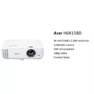 Acer H6815BD DLP/4K UHD 3840x2160/4000 ANSI lm/10.000:1/2xHDMI /repro 1x3W/2,9 Kg