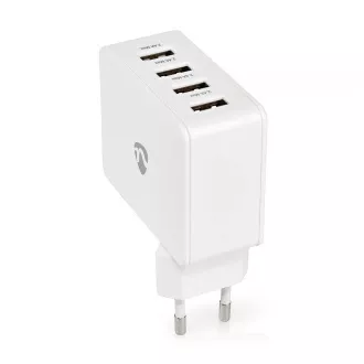 Încărcător de perete Nedis WCHAU481AWT | 24 W | Funcție de încărcare rapidă | 4x 2,4 A | 4 ieșiri | 4x USB-A | Alb