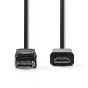Nedis CCGB37100BK20 - DisplayPort - Cablu HDMI | Mufă DisplayPort - Conector HDMI | 2 m | Culoare neagră