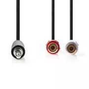 Nedis CAGB22250BK02 - Cablu audio stereo | Mufă de 3,5 mm - 2x mufă RCA | 0,2 m | Culoare neagră