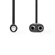 Nedis CAGB22100BK02 - Cablu audio stereo | Fișă de 3,5 mm - 2 × priză de 3,5 mm | 0,2 m | Culoare neagră