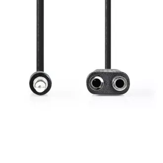 Nedis CAGB22100BK02 - Cablu audio stereo | Fișă de 3,5 mm - 2 × priză de 3,5 mm | 0,2 m | Culoare neagră