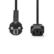Nedis CEGB10000BK20 - Cablu de alimentare | Fișă unghiulară Schuko - IEC-320-C13 | 2 m | Culoare neagră