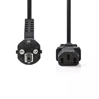 Nedis CEGB10000BK20 - Cablu de alimentare | Fișă unghiulară Schuko - IEC-320-C13 | 2 m | Culoare neagră