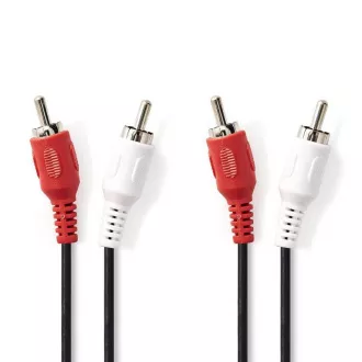 Nedis CAGB24200BK20 - Cablu audio stereo | 2x mufă RCA - 2x mufă RCA | 2 m | Culoare neagră