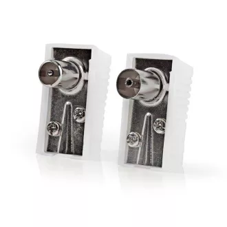 Nedis CSGB40995WT - Conector IEC (coaxial) | Mufă + Priză - Unghi | 2 bucati | Alb
