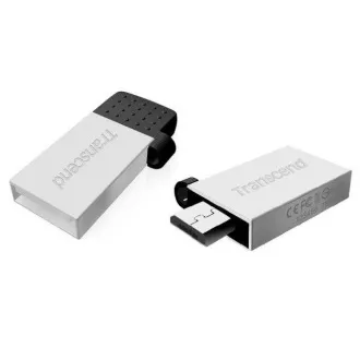 Transcend JetFlash 380S de 16 GB, unitate flash USB 2.0/micro USB, OTG, dimensiune mică, metal argintiu