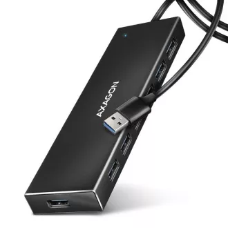 AXAGON HUE-F7A, 7x hub USB 3.2 Gen 1 ALU FLAT CHARGING, conector de alimentare micro USB, cablu USB-A 1m