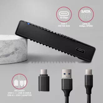 AXAGON EE25-GTR, USB-C 10Gbps - SATA 6G 2.5" RIBBED box, negru