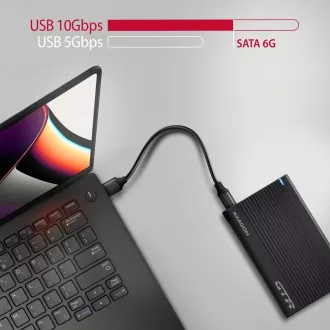 AXAGON EE25-GTR, USB-C 10Gbps - SATA 6G 2.5" RIBBED box, negru