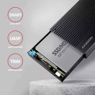 AXAGON EE25-GTR, USB-C 10Gbps - SATA 6G 2.5" RIBBED box, negru