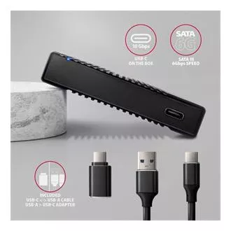 AXAGON EE25-GTR, USB-C 10Gbps - SATA 6G 2.5" RIBBED box, negru
