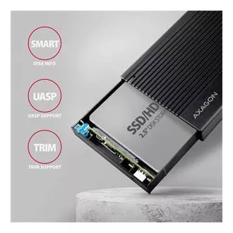 AXAGON EE25-GTR, USB-C 10Gbps - SATA 6G 2.5" RIBBED box, negru