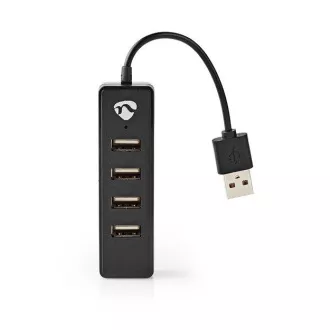 Nedis UHUBU2420BK - Hub pentru computer | Mufă USB-A | 4x USB A Femeie | 4 porturi | USB 2.0 | Alimentat prin USB