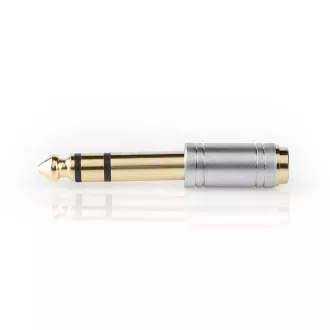 Nedis CAGC23930ME- Adaptor audio stereo| Mascul 6.35mm | Priză de 3,5 mm | Aurit | Direct | Metal | Argint | 1 buc