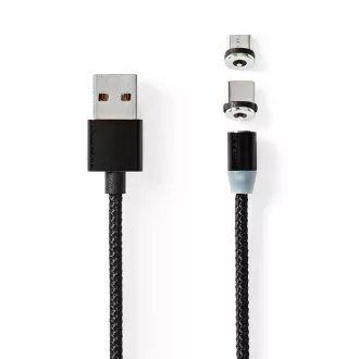 Nedis CCGB60630BK20 - Cablu USB 2.0 | Mufă USB Micro-B / Mufă USB-C™ | 10 W | 2,00 m | rotund | Negru