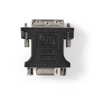 Nedis CCGB32902BK - Adaptor DVI| Mufă DVI-I 24+5 | Priză VGA | Placat cu nichel | Direct | PVC | Negru