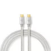 Nedis CCTB60800AL20 - Cablu USB 2.0 | Mufă USB-C™ | Mufă USB-C™ | 480 Mbps | 2,00 m | Argint