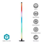 Nedis WIFILD20RGBW - Spot de podea | Wi-Fi | Tub | 180 lm | RGBIC / Alb cald sau rece | 2700 - 6500 K | 10 W | Metal