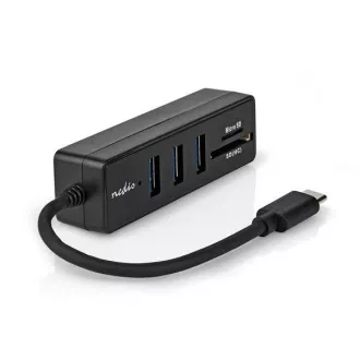 Nedis CCGB64785WT01 - Hub USB| 1x USB-C™ | 1x USB-C™ / 2x USB 2.0 A Femeie | 3 porturi porturi | Alimentat prin USB