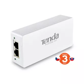 Tenda PoE30G-AT - Injector de alimentare Gigabit, 30W, 48V, 802.3at/802.3af, PD Autodet., 2x GbE LAN