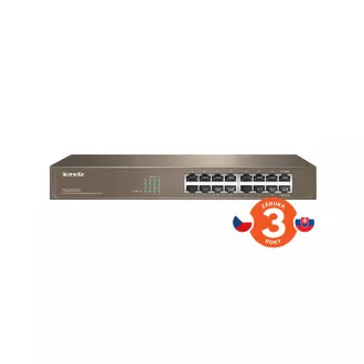 Tenda TEG1016D - Comutator Gigabit Ethernet cu 16 porturi, 10/100/1000 Mbps, fără ventilator, montat în rack, metalic
