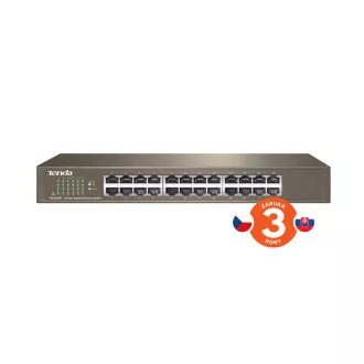 Tenda TEG1024D - Comutator Gigabit Ethernet cu 24 de porturi, 10/100/1000 Mbps, fără ventilator, montat în rack, metalic